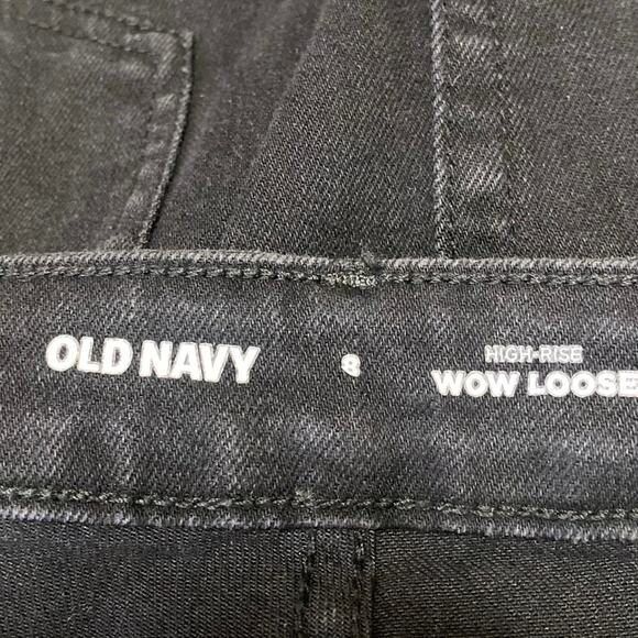Old Navy Wow Loose Women's Black Straight Leg High Waisted Denim Jeans Pants 8 - Picture 4 of 5